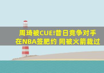 周琦被CUE!昔日竞争对手在NBA签肥约 同被火箭裁过